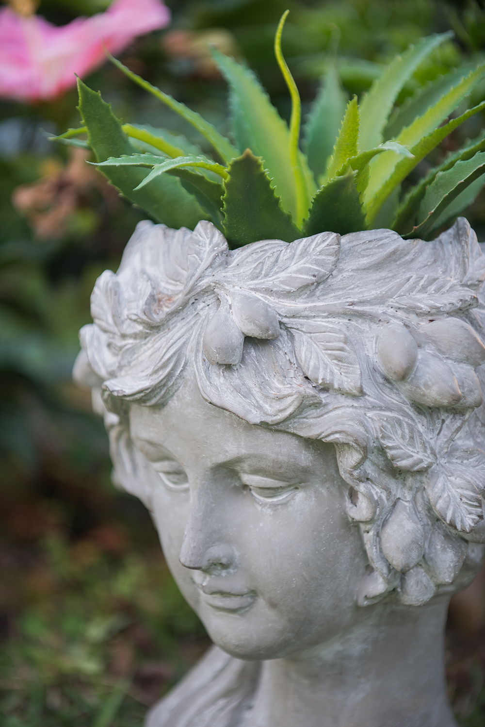 Cement Bust Wall Planter Indoor Outdoor Home Garden Decor, 8 - Gray, view 5