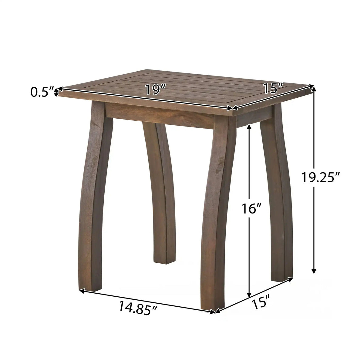 Kinesis Outdoor Side Table With Slatted Top and Wood Frame, view 6