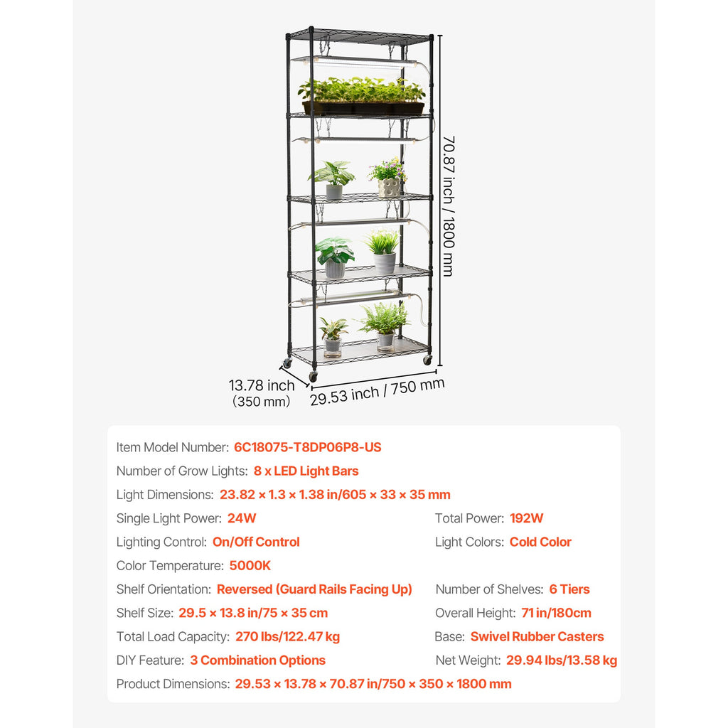 71" DIY plant shelf with grow lights, view 10
