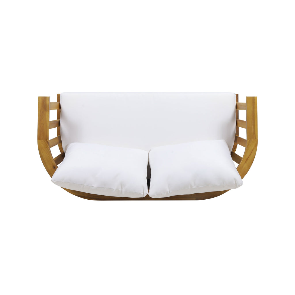 2-Person Outdoor Acacia Wood Patio Seating Group with Cushions and Coffee Table, view 11