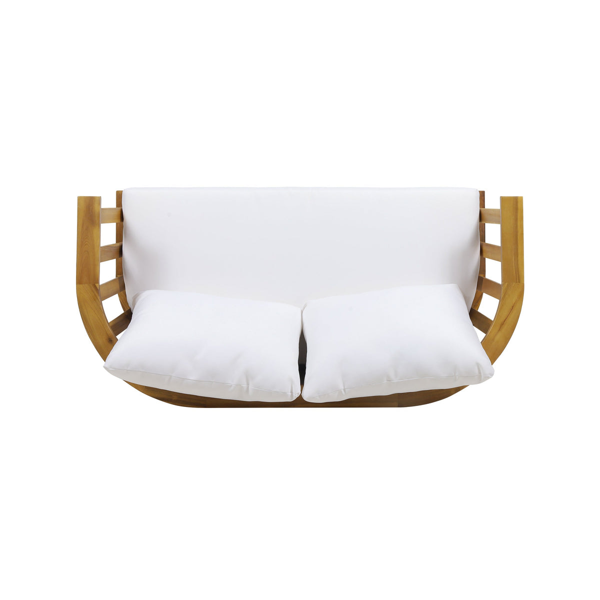 2-Person Outdoor Acacia Wood Patio Seating Group with Cushions and Coffee Table, view 11