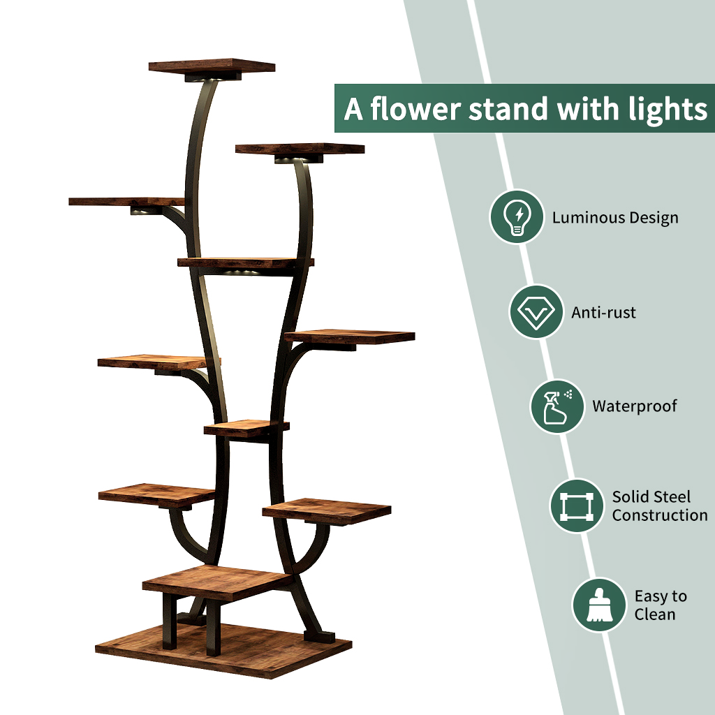 Vase-shaped plant stand with grow lights, view 9