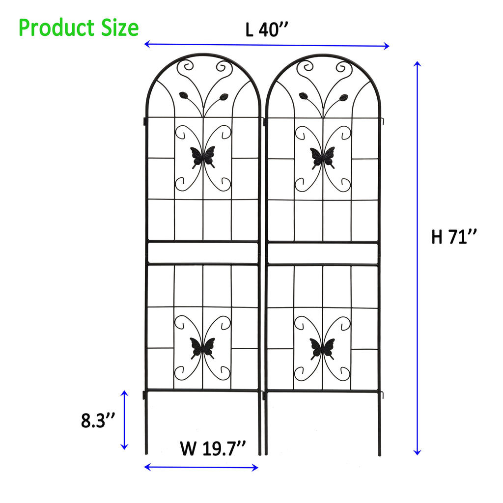 2 Pack Metal Garden Trellis 71" x 19.7" Rustproof Outdoor Support, view 5
