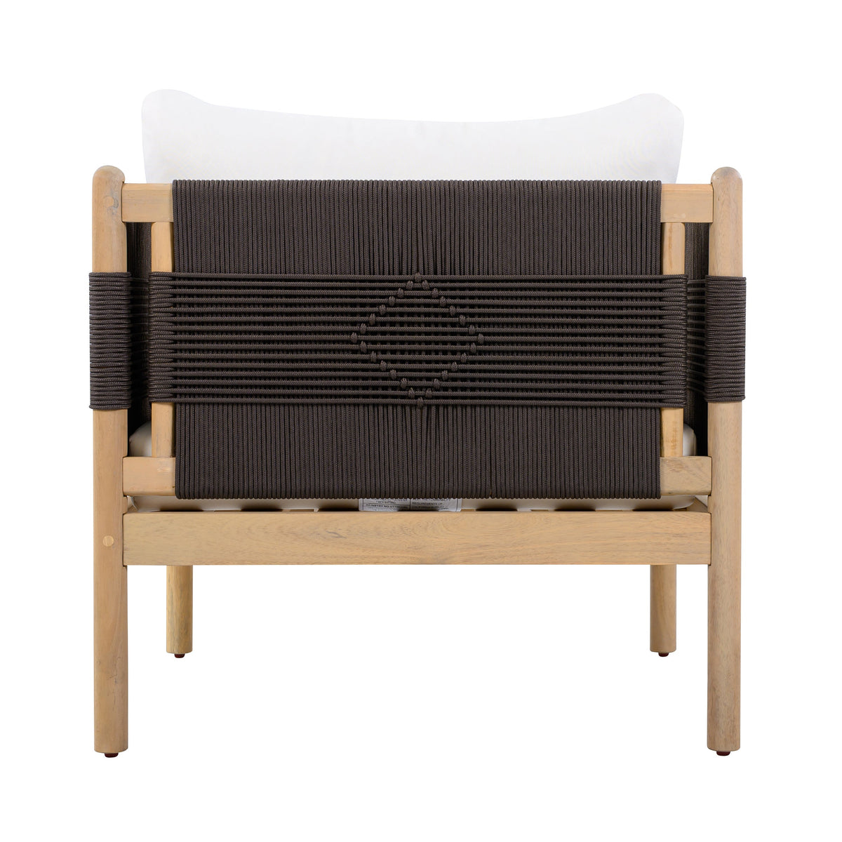 Outdoor Acacia Club Chairs (Set of 2) with Diamond-Pattern Black Rope, Light Teak Finish, view 7