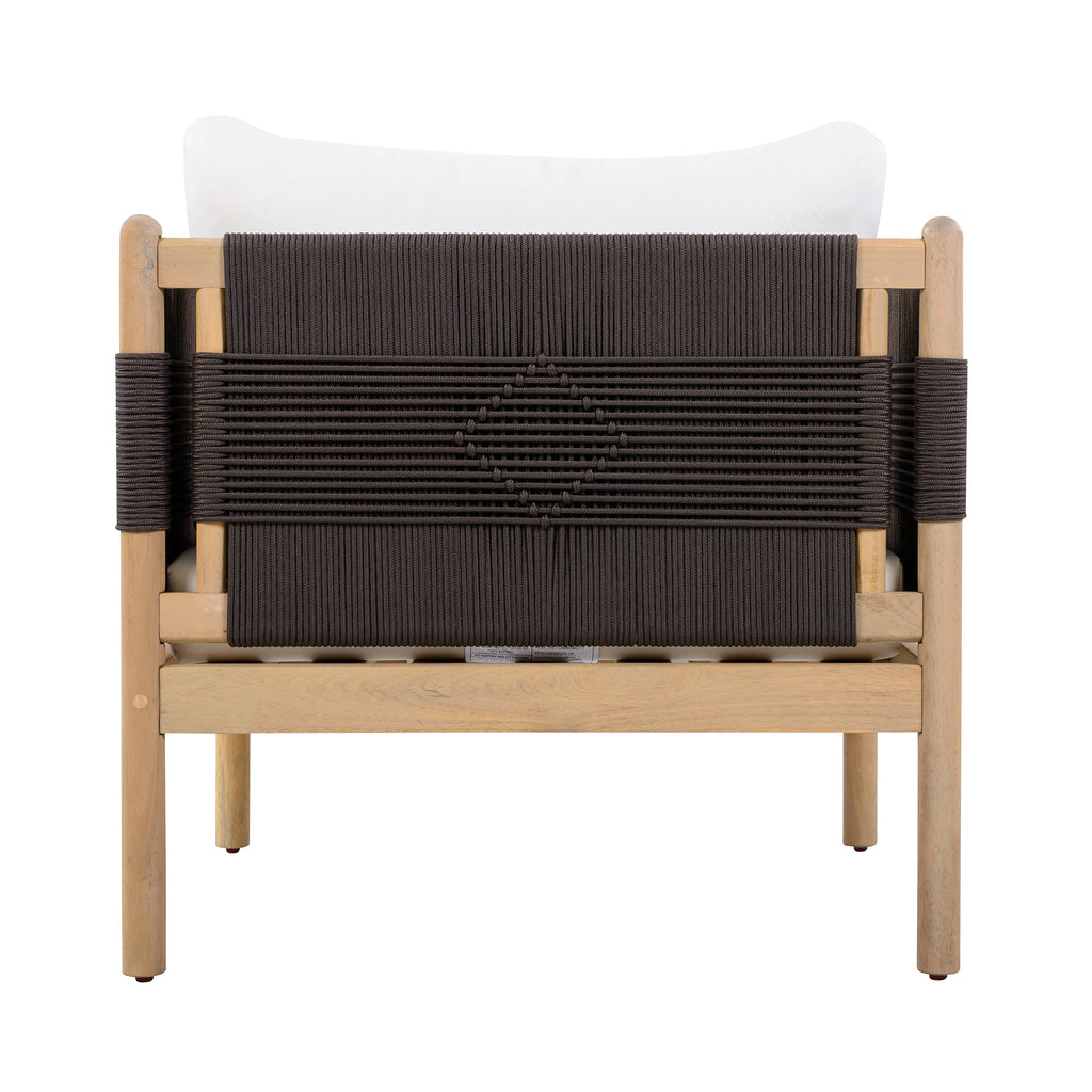 Outdoor Acacia Wood Club Chair with Diamond Rope Weave & Cushions, Light Teak, view 5