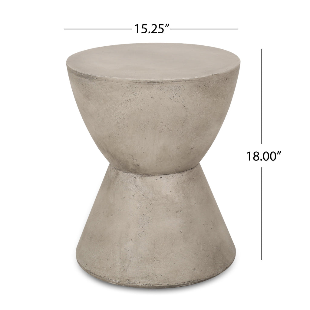 Outdoor Lightweight Concrete Side Table, Light Gray, view 4