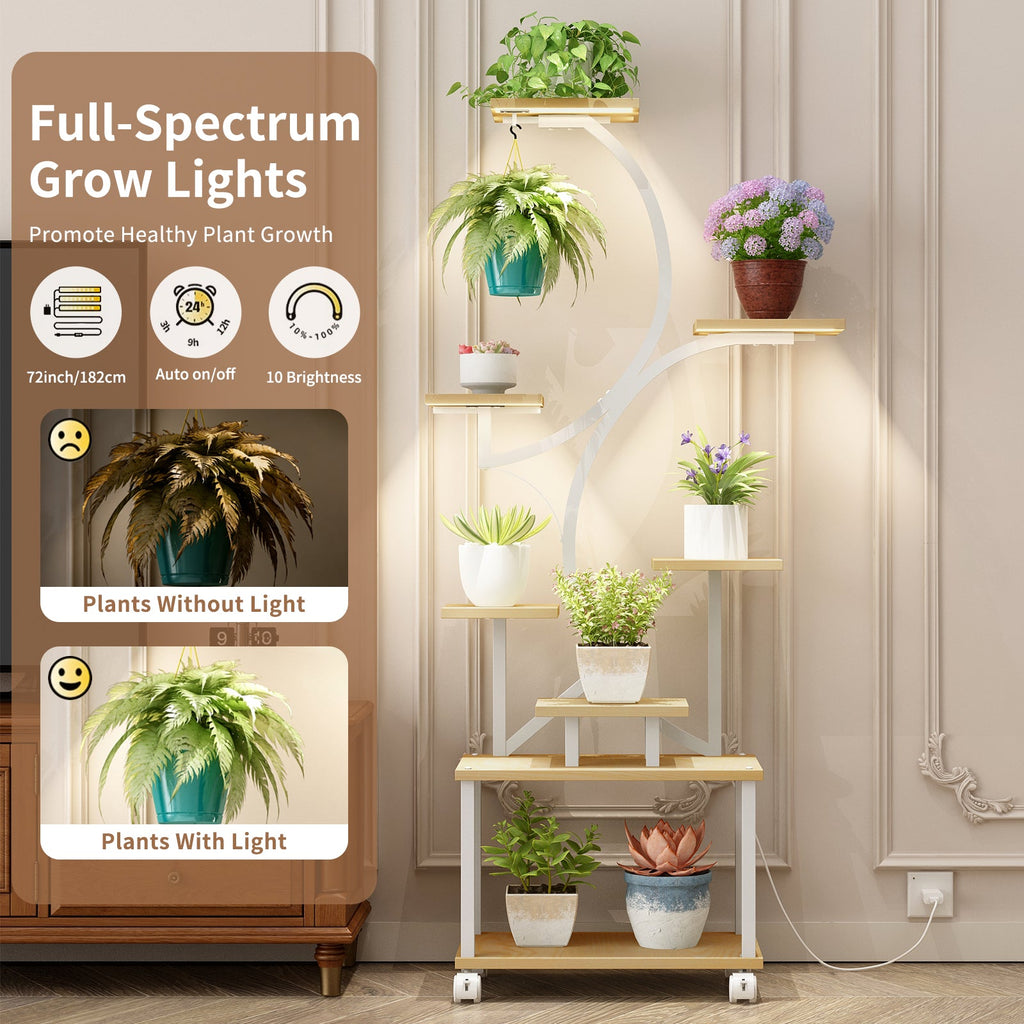 62" 8-tier plant stand with grow lights, view 5