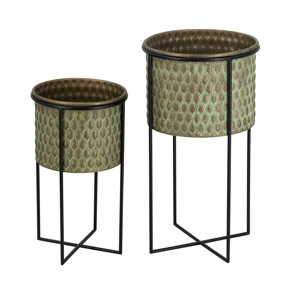 Set of 2 Textured Garden Pots, view 2