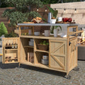 K&K Outdoor Kitchen Island – Natural Fir with Stainless Steel Top