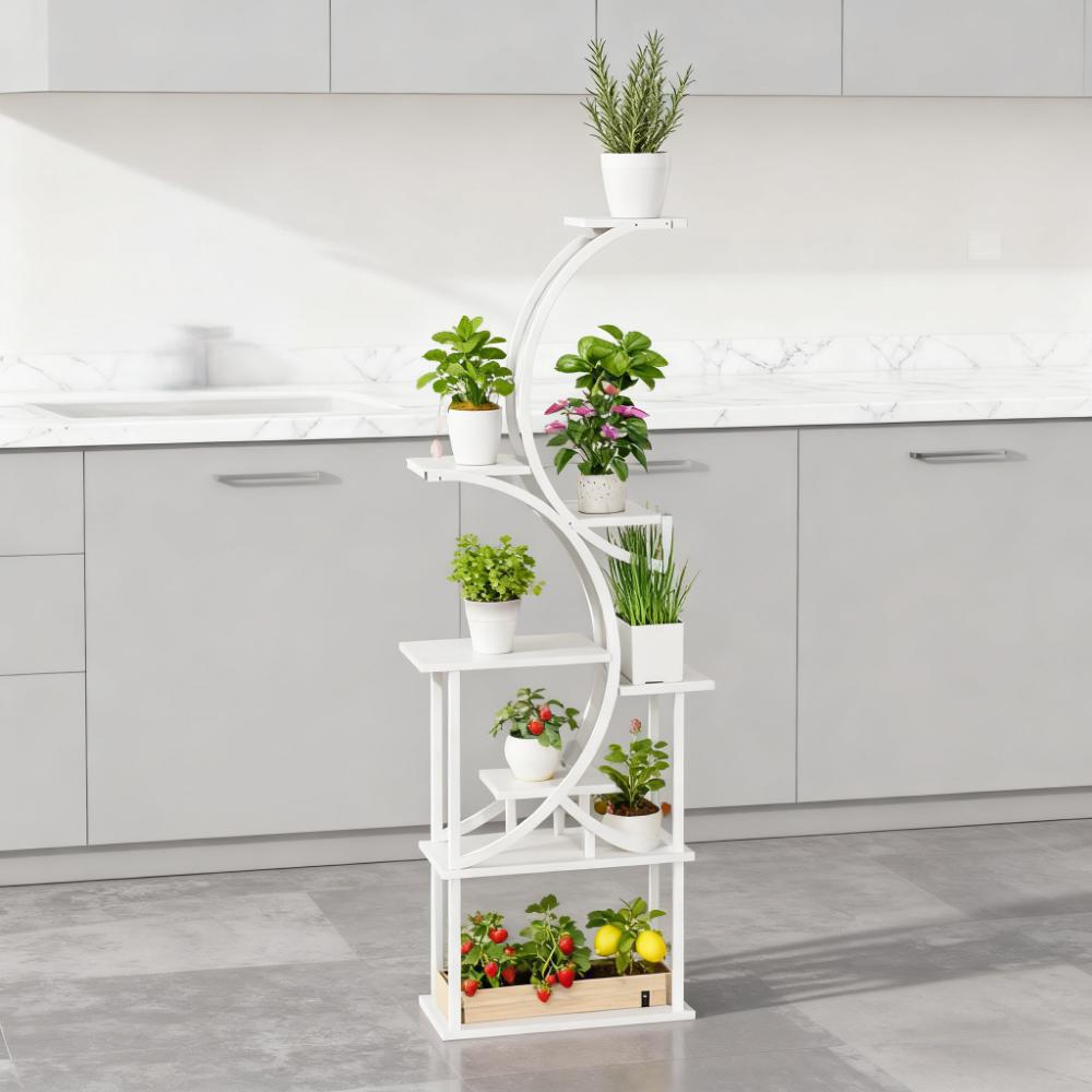 White S-shaped 8-tier plant stand