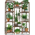 10-shelf eucalyptus wood plant stand