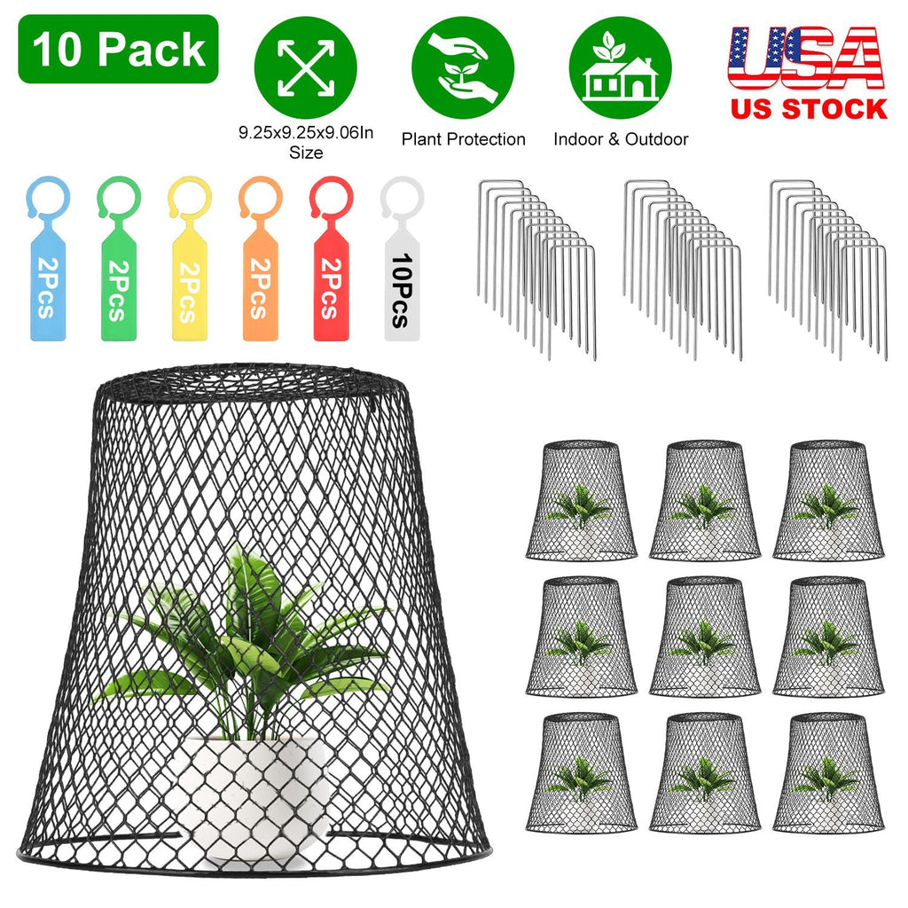 10Pack 9.25x9.25in Chicken Wire Cloches Plant Covers Metal Garden Cages Heavy Duty Plant Protectors with, view 5