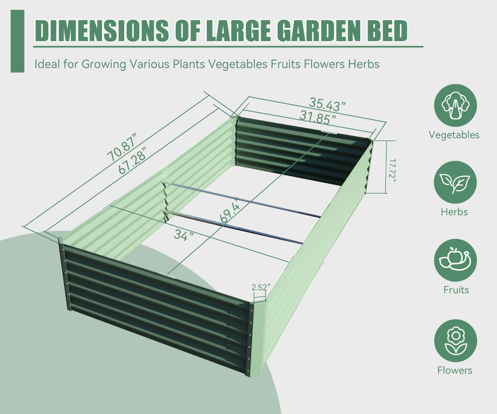 6x3x1.5ft Galvanized Raised Garden Bed – Green, view 8