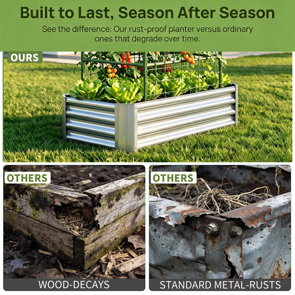 2-in-1 Raised Garden Bed with Trellis, view 7