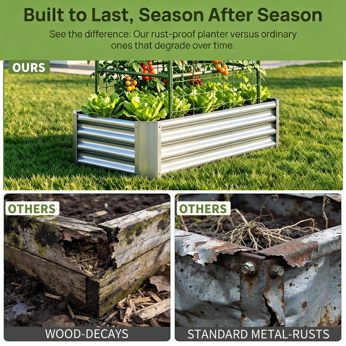 2-in-1 Raised Garden Bed with Trellis, view 7