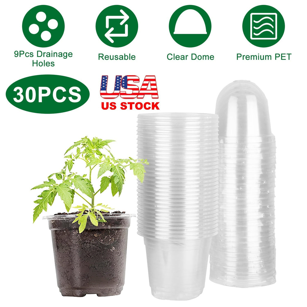 30Pcs Plant Nursery Pots PET Flower Seed Starting Pots Container with Dome with Drainage Holes, view 5