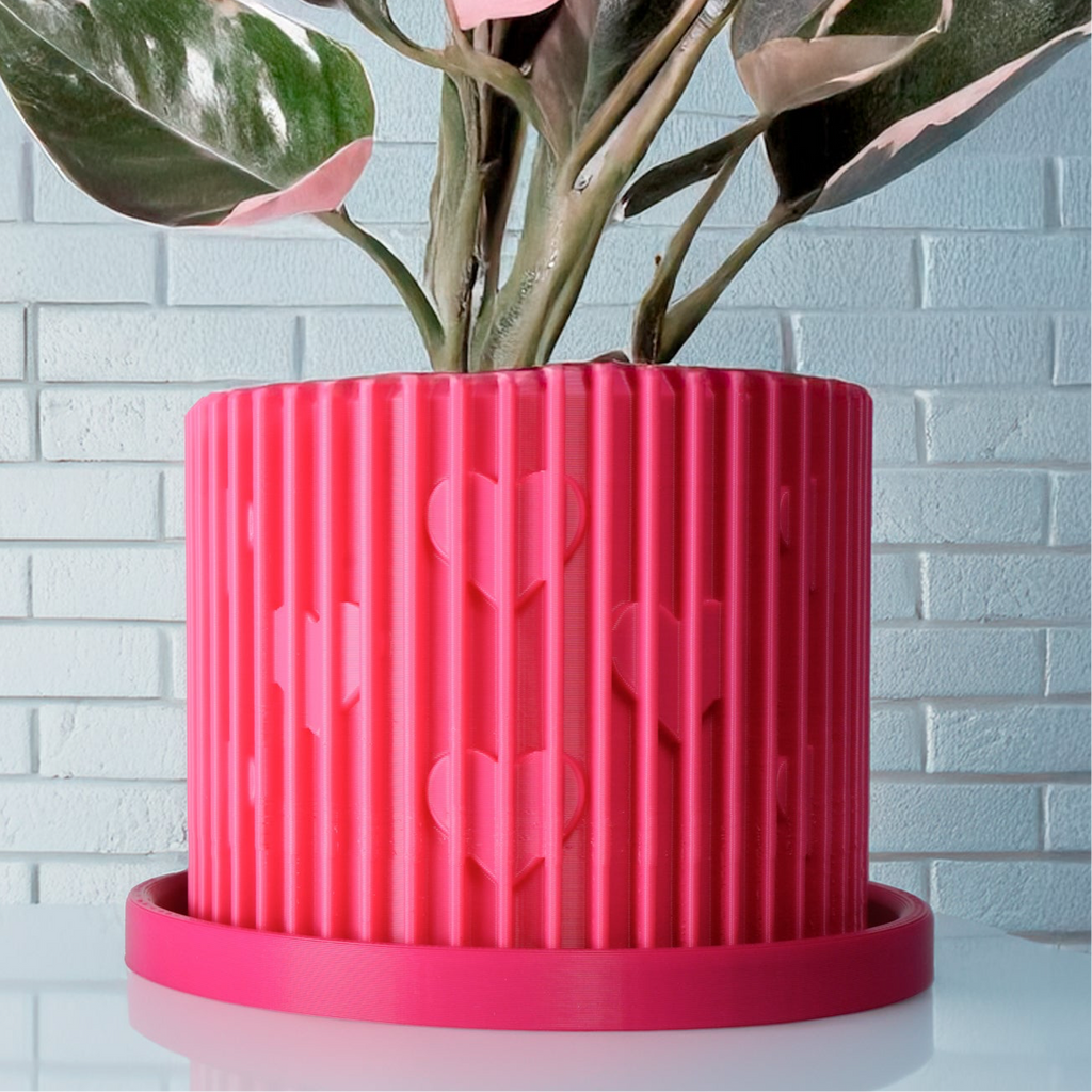 Modern Heart-Shaped Planter with Drainage & Saucer – Unique Valentine’s Day Gift for Plant Lovers, 3d Printed Planter Home Hosting Decor,