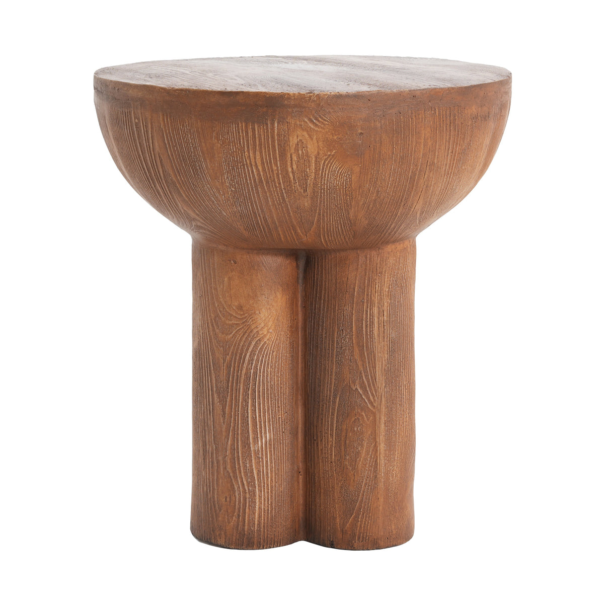 Iris Outdoor Patio Three-Legged Wood-Grain Side Table, view 8