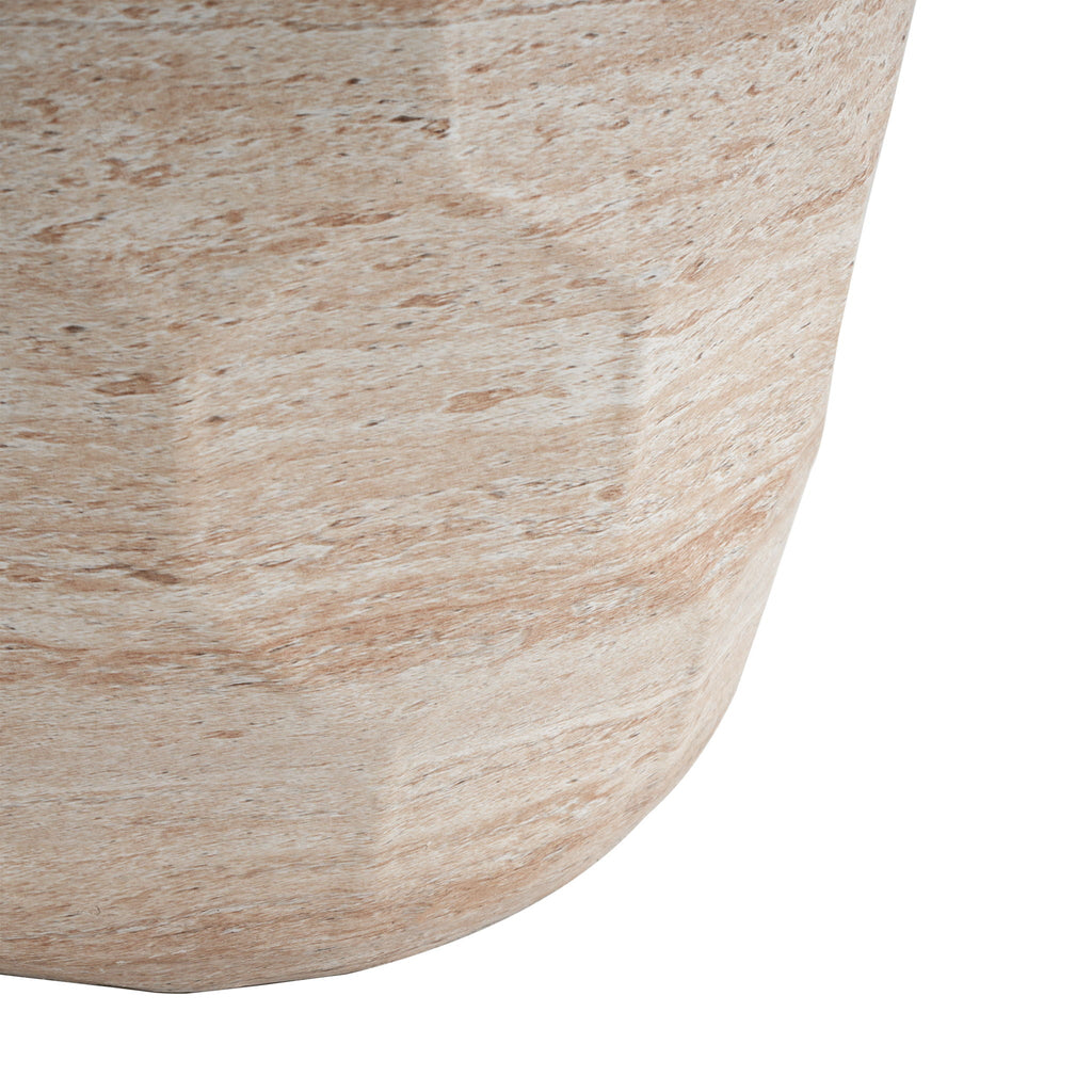 Travertine Lightweight Concrete Side Table For Indoor / Outdoor Use - Beige, view 4