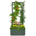 Outsunny 55" Tall Galvanized Raised Garden Bed with Trellis