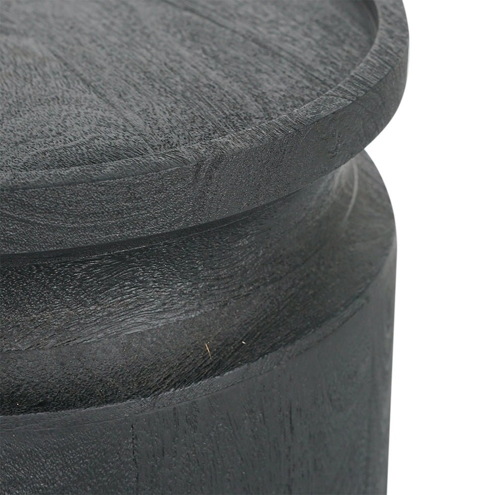 Black Wooden Cylinder Side Table, view 4