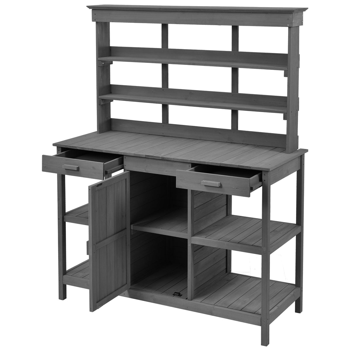 Topmax 66'' Large Outdoor Farmhouse Wooden Potting Bench Table, view 11