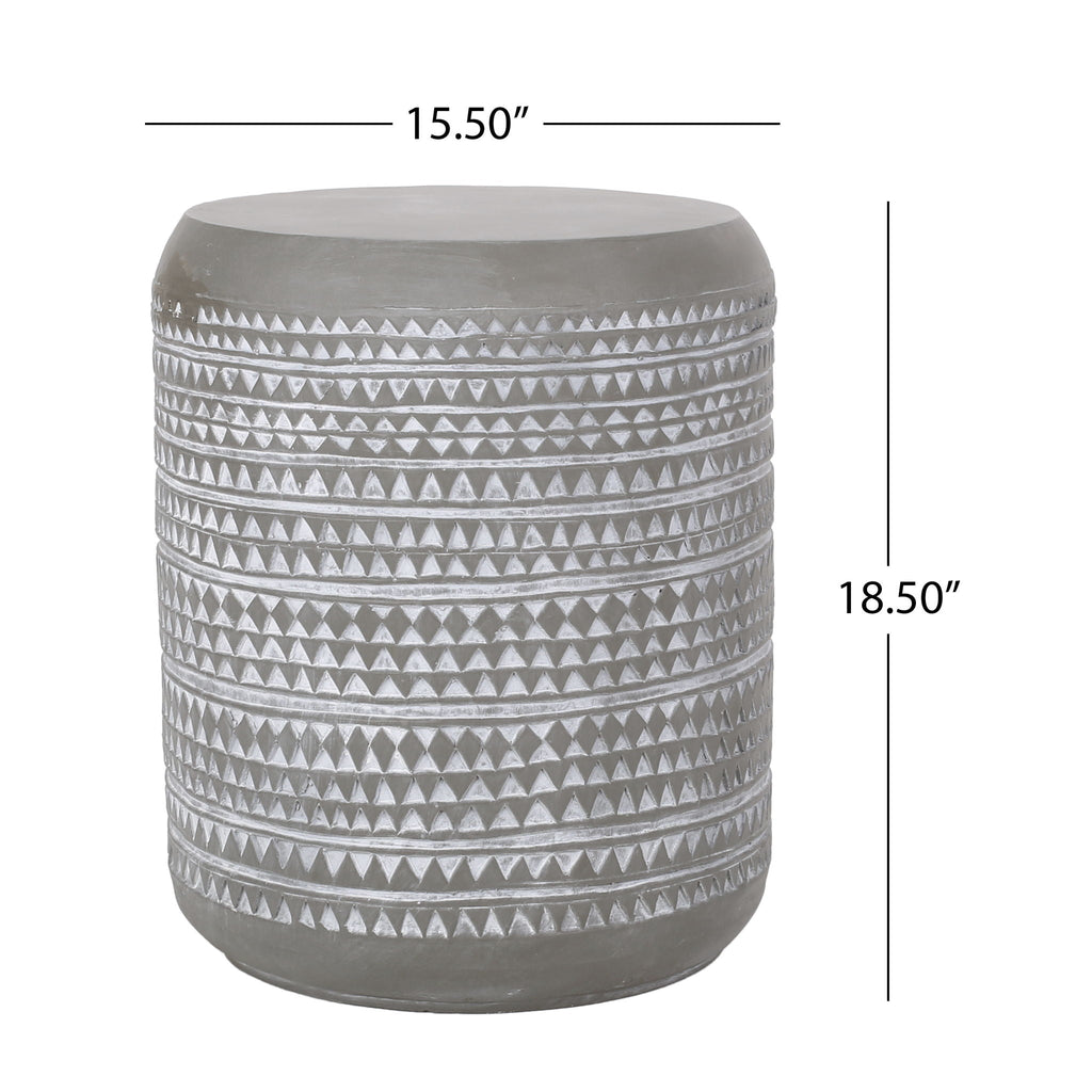 Outdoor Side Table With Cylindrical Shape - White, view 2