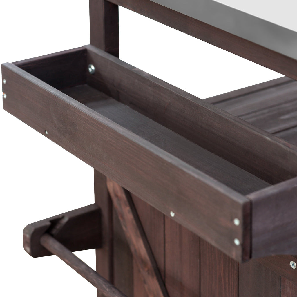 K&K Rolling Bar Cart & Storage Cabinet – FSC-Certified Fir Wood