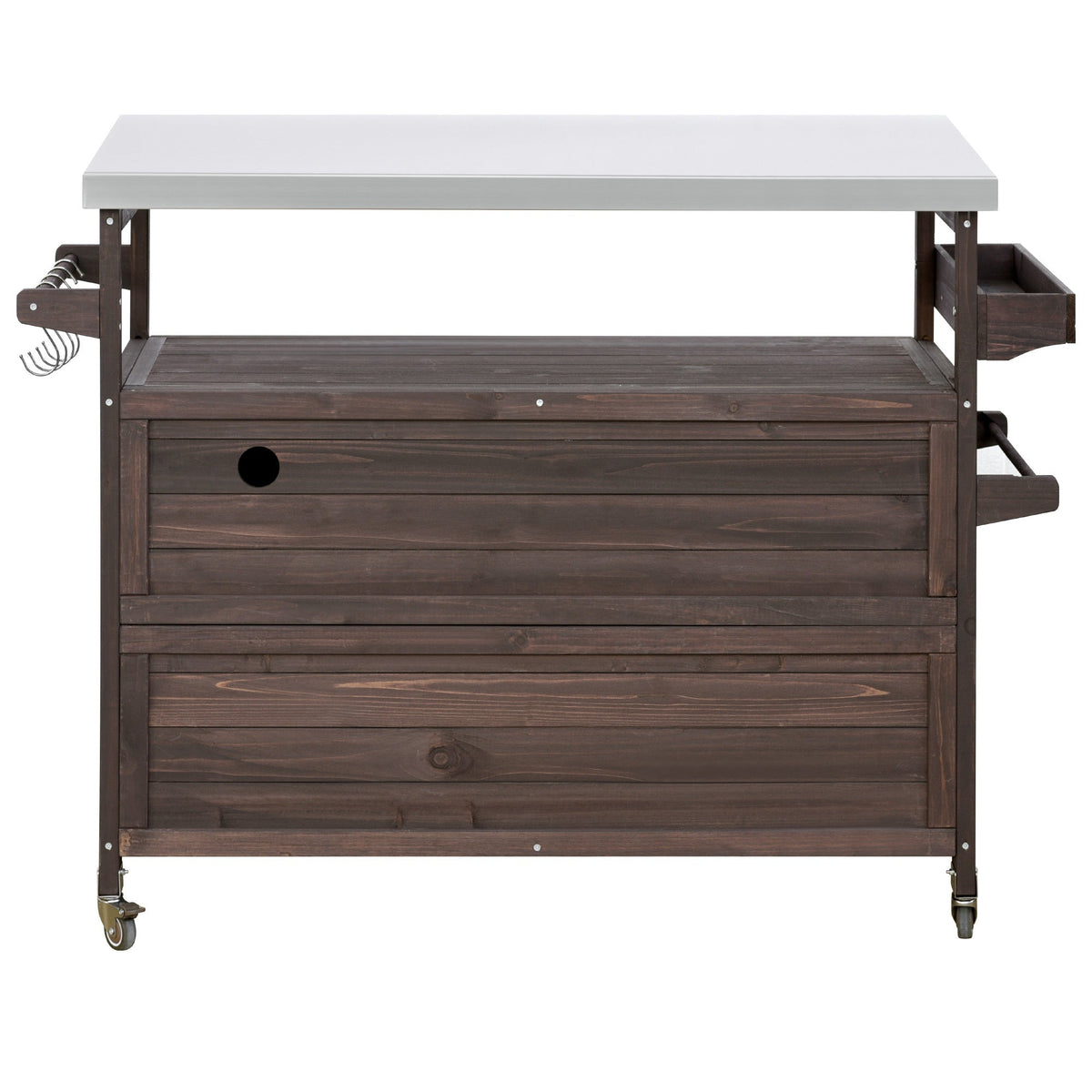 K&K Rolling Bar Cart & Storage Cabinet – FSC-Certified Fir Wood
