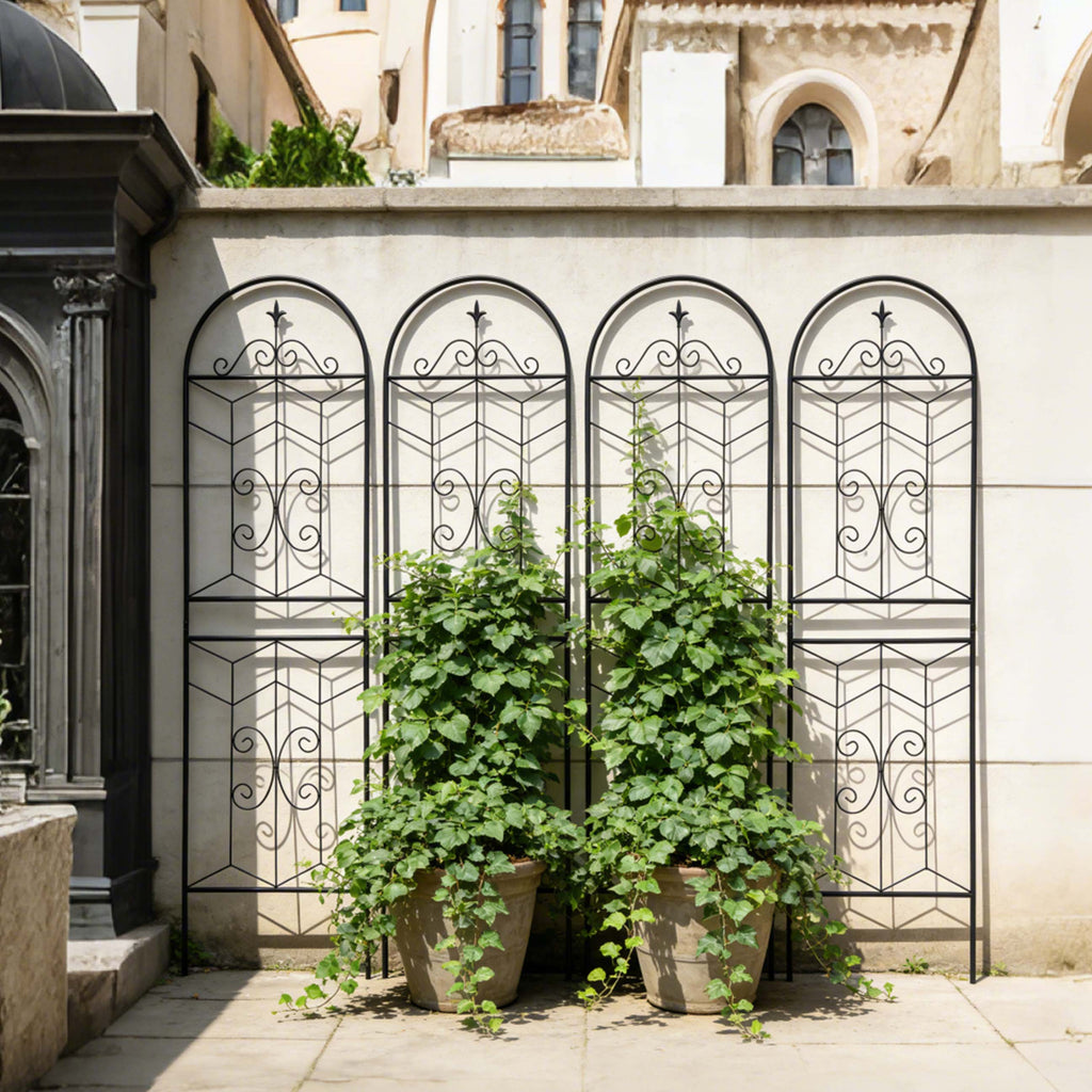 4 Pack Elegant Black Iron Garden Trellis, view 5
