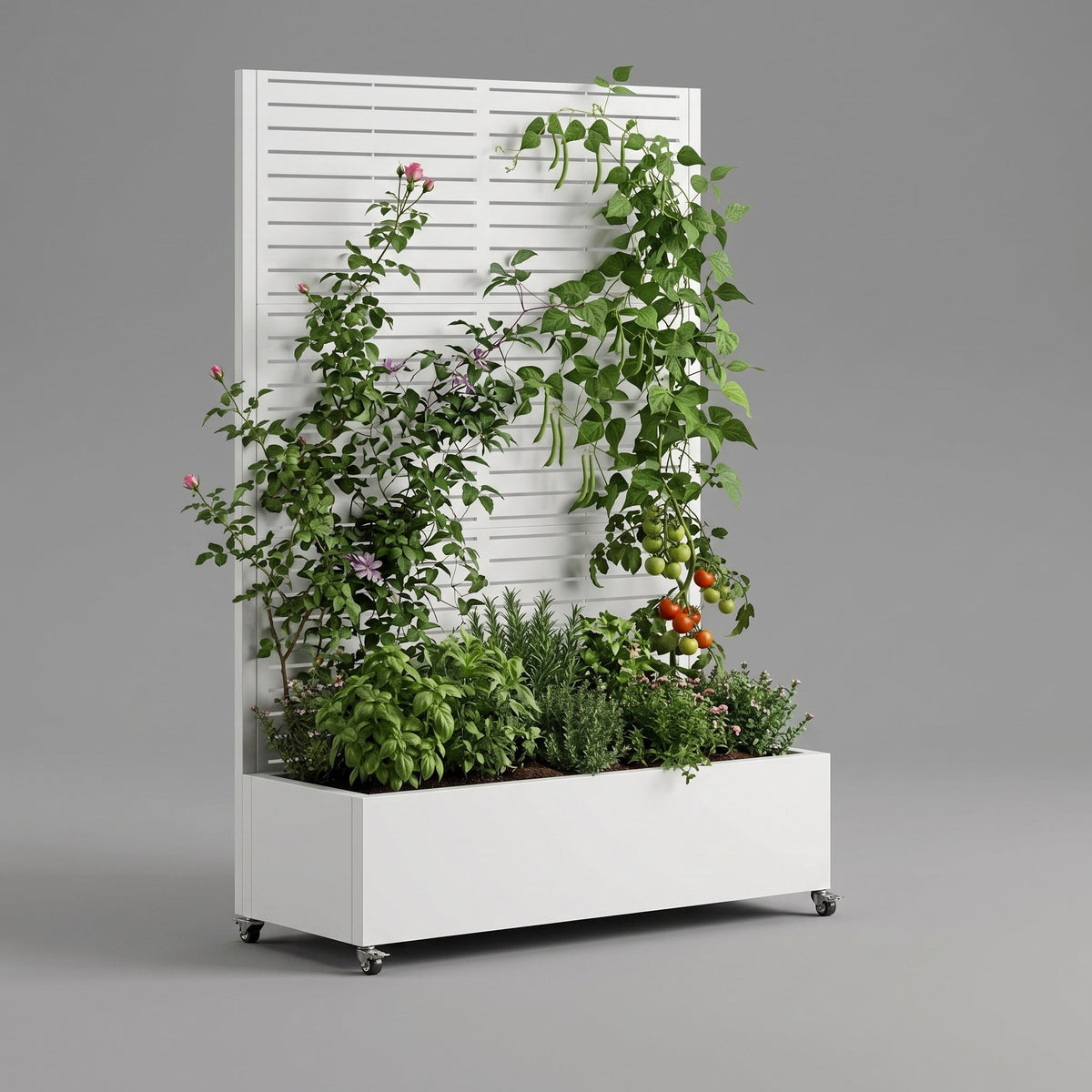 Wide Metal Planter Box with Trellis – 47" Wide, White or Black, view 8