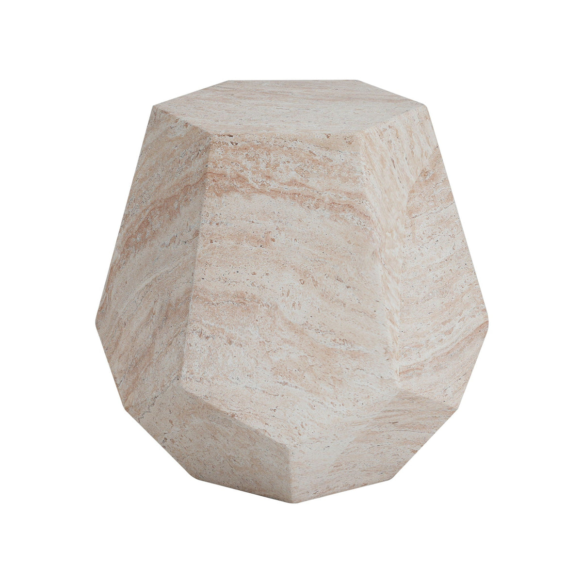 Hexagonal Travertine Concrete Side Table – Indoor/Outdoor, view 5