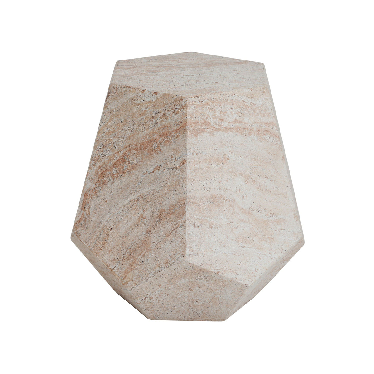 Hexagonal Travertine Concrete Side Table – Indoor/Outdoor, view 6
