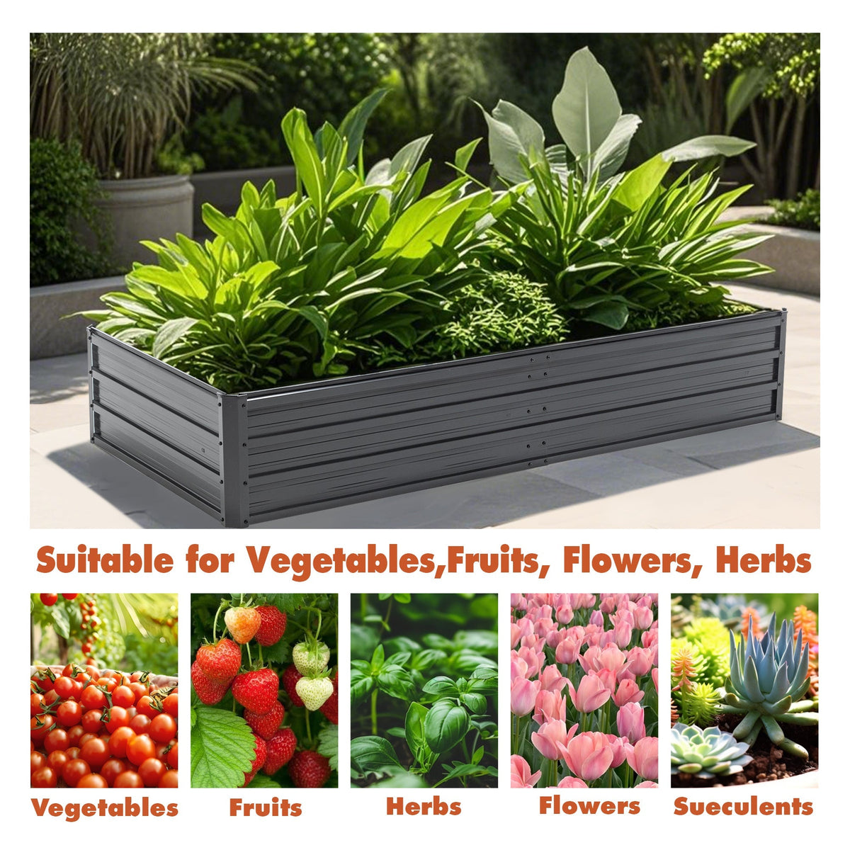 6x3x1 FT Metal Raised Garden Bed Outdoor Planter, view 7