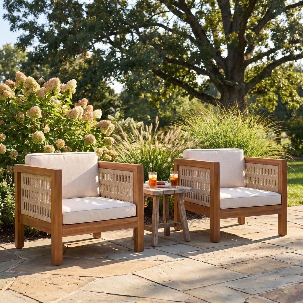 Outdoor Club Chair & Rope Arm And Cushions, view 11