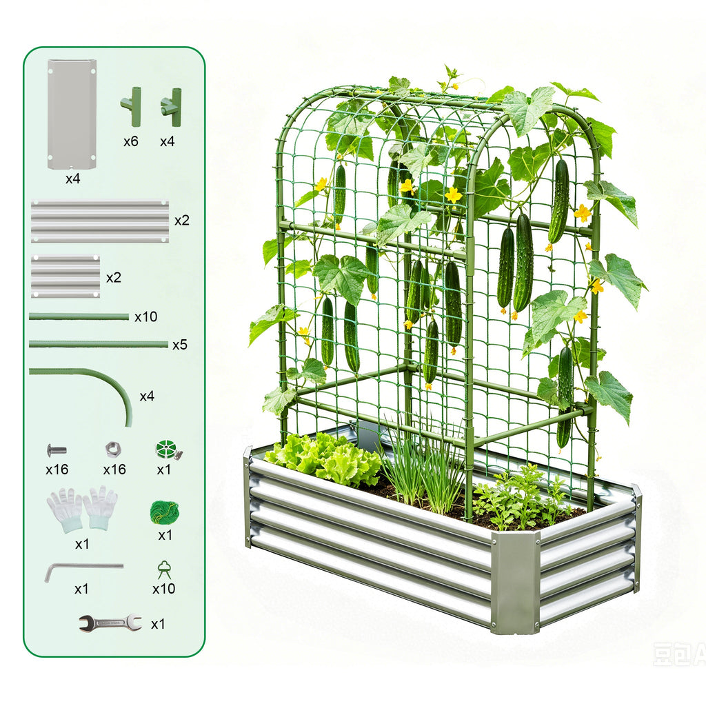 2-in-1 Raised Garden Bed with Trellis, view 9