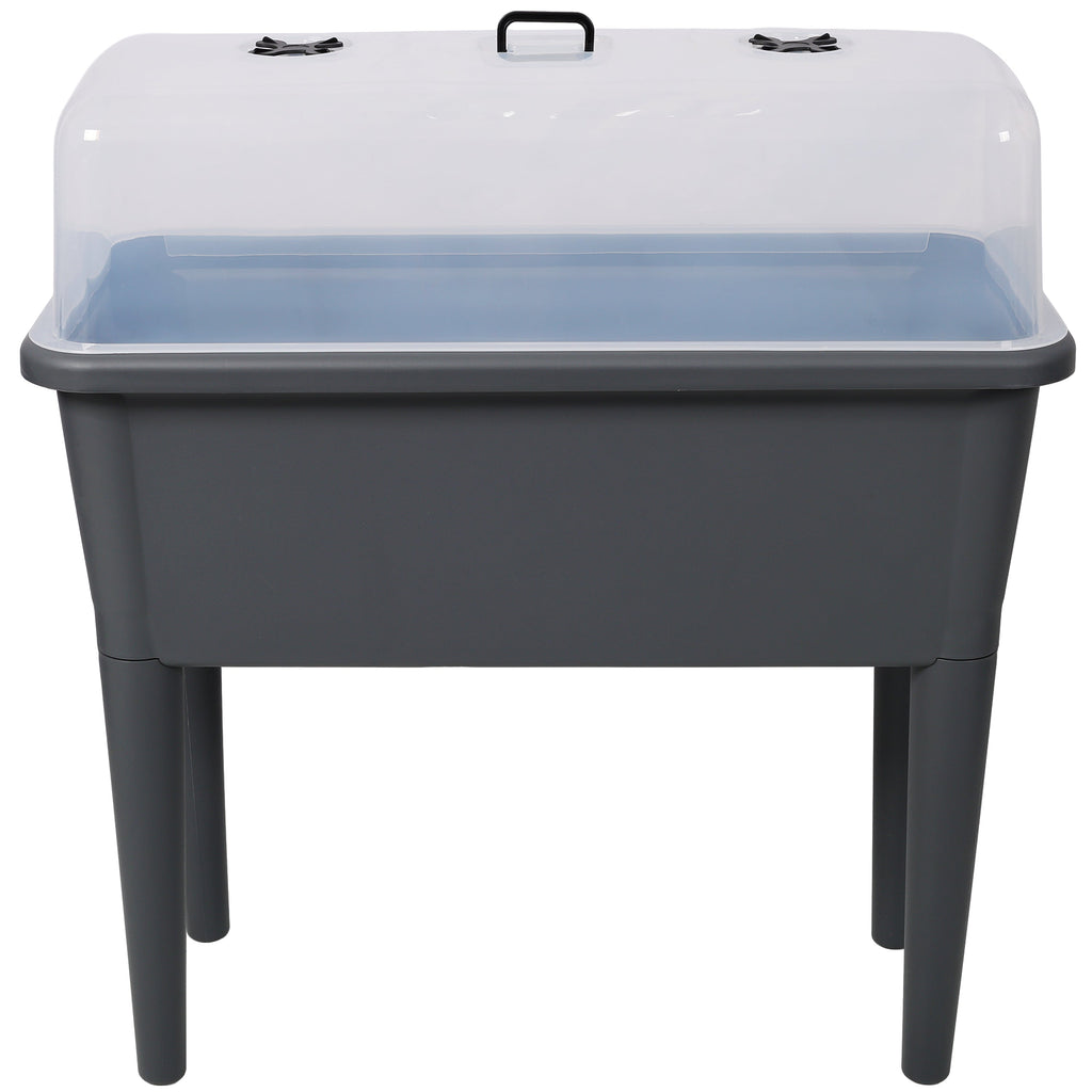 Elevated Resin Garden Bed with Greenhouse Lid & Removable Legs, view 2