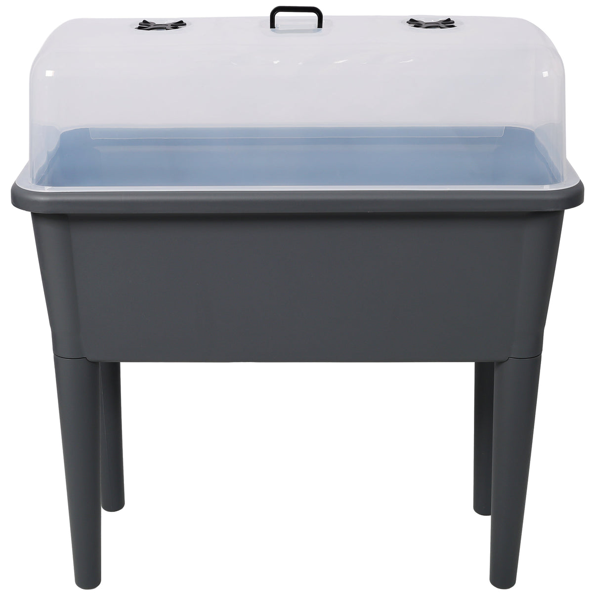 Elevated Resin Garden Bed with Greenhouse Lid & Removable Legs