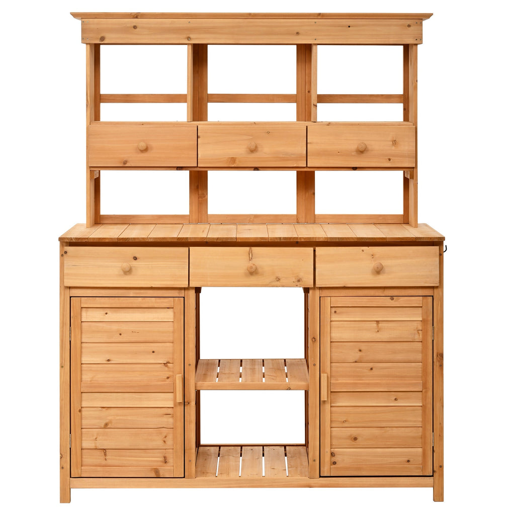 TOPMAX Garden Potting Bench Workstation with Hutch & Storage, view 8