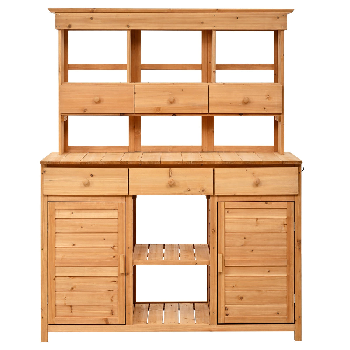TOPMAX Garden Potting Bench Workstation with Hutch & Storage, view 8