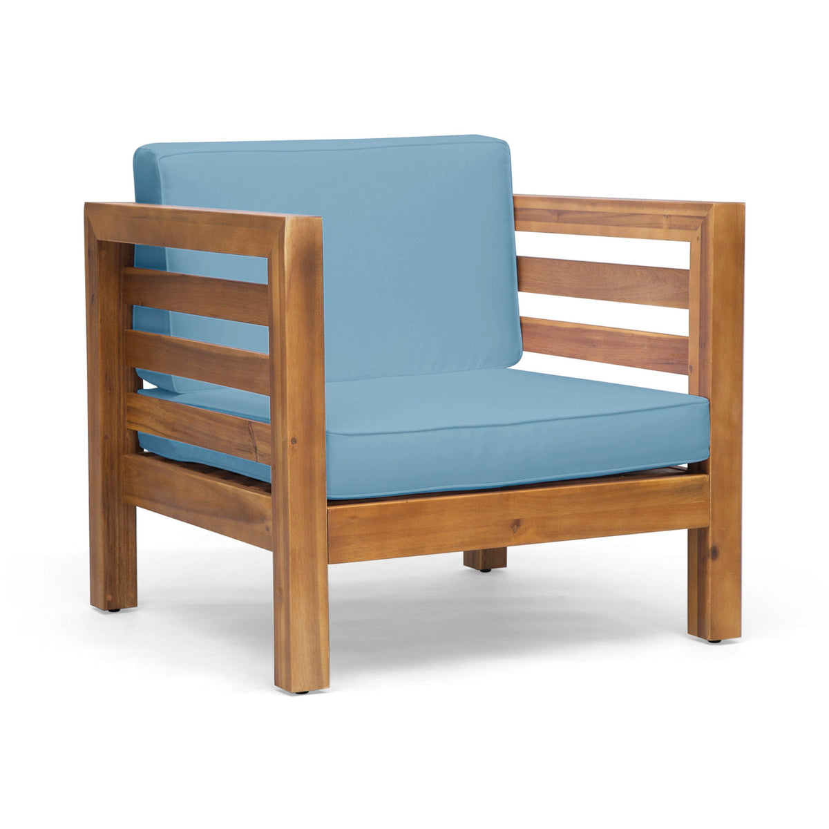 Outdoor Acacia Wood Patio Chair With Fabric Cushion, view 3