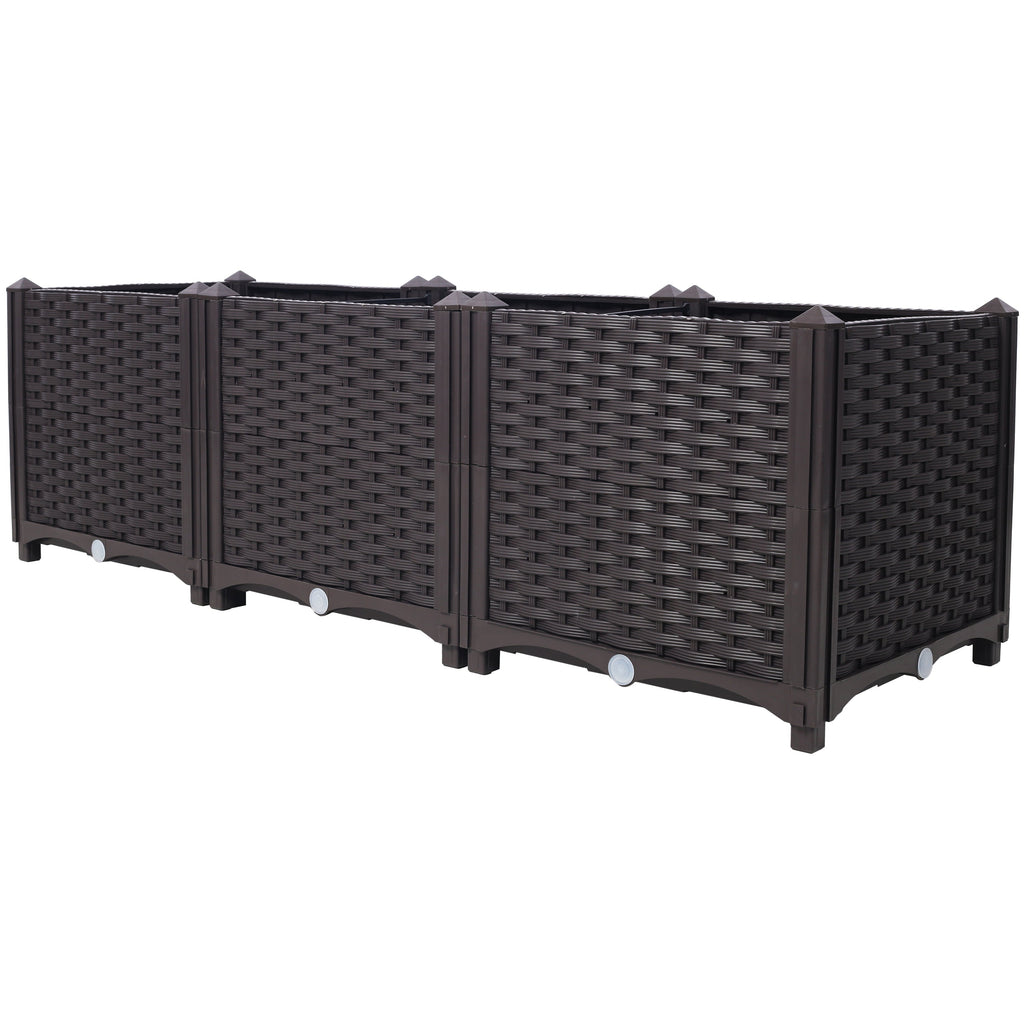 Deep Raised Garden Bed Plastic Planter Boxes with Self-Watering System - Black, view 3