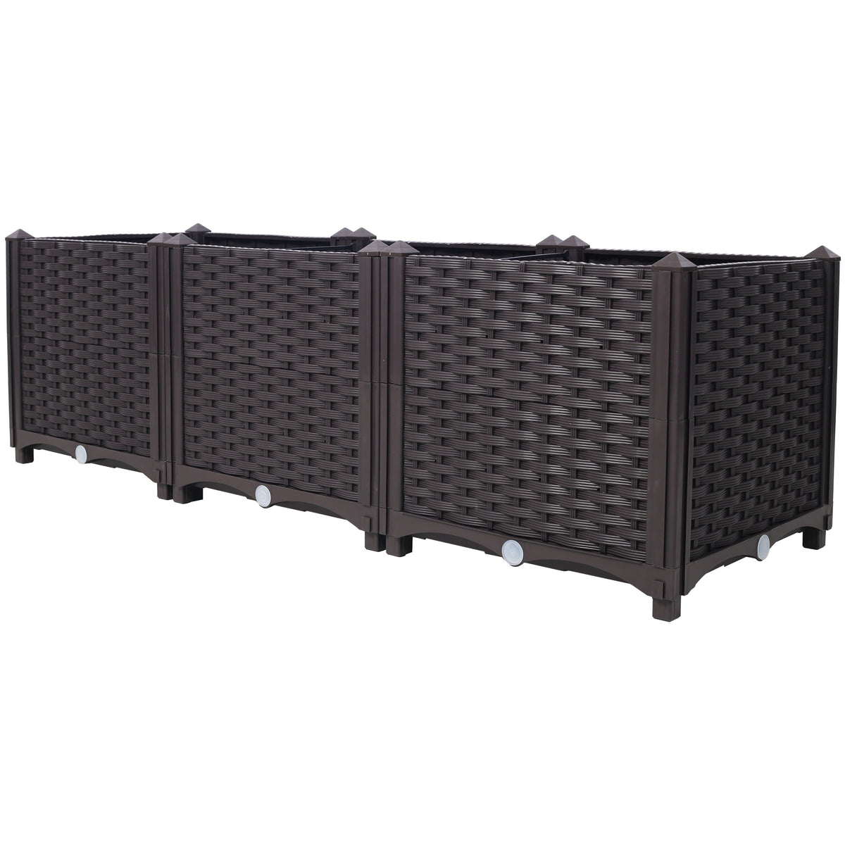 Deep Raised Garden Bed Plastic Planter Boxes with Self-Watering System - Black