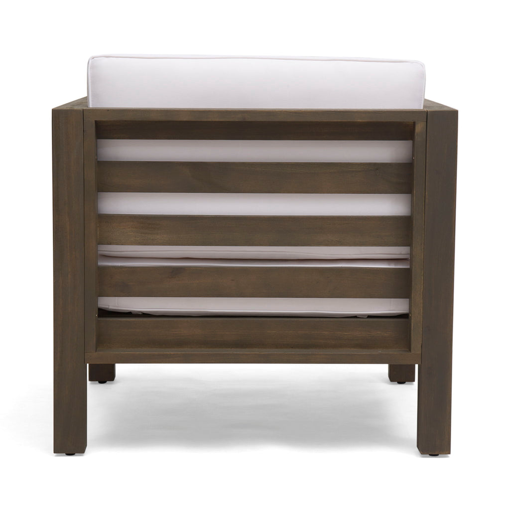 Outdoor Acacia Wood Patio Chair With Fabric Cushion