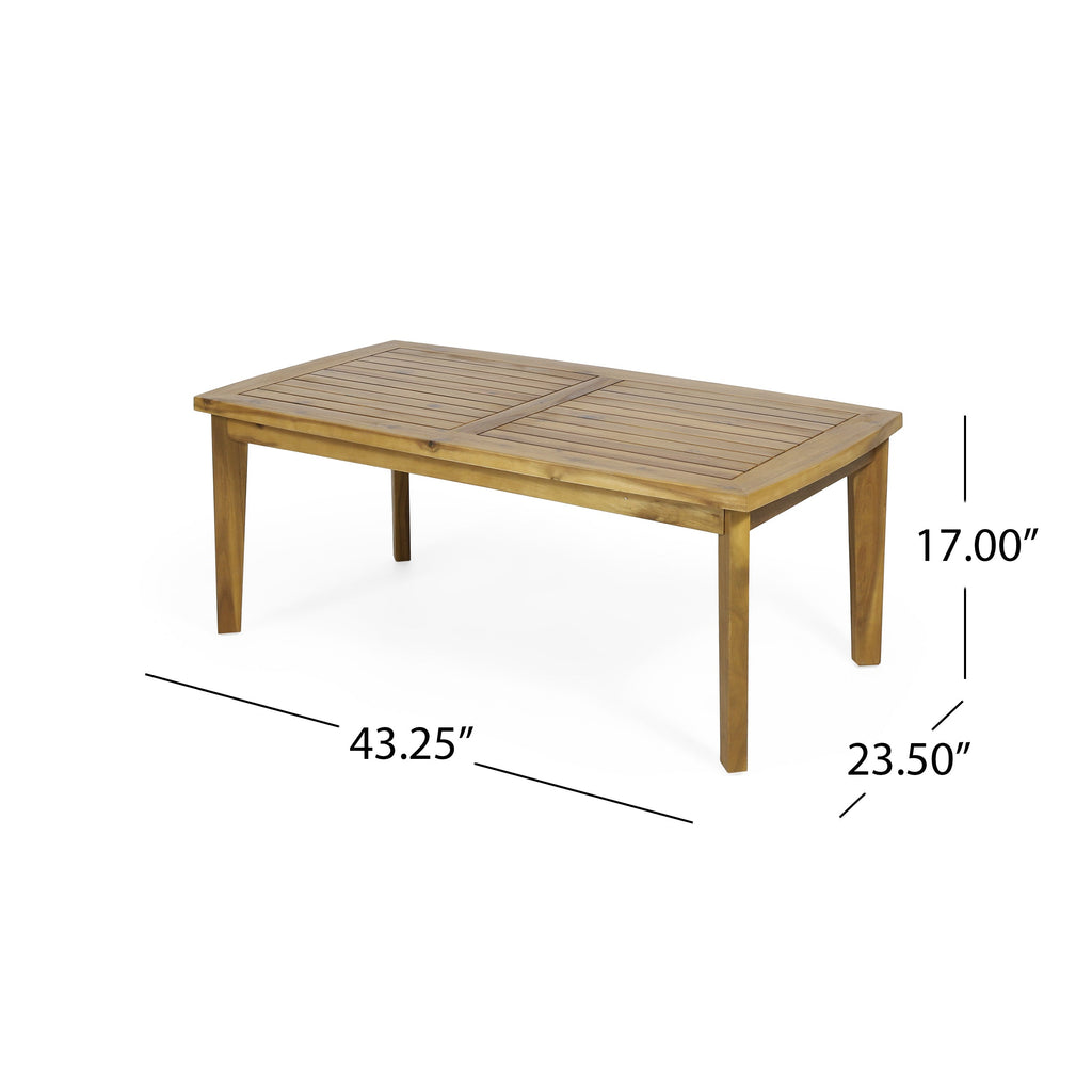 2-Person Outdoor Acacia Wood Patio Seating Group with Cushions and Coffee Table, view 5