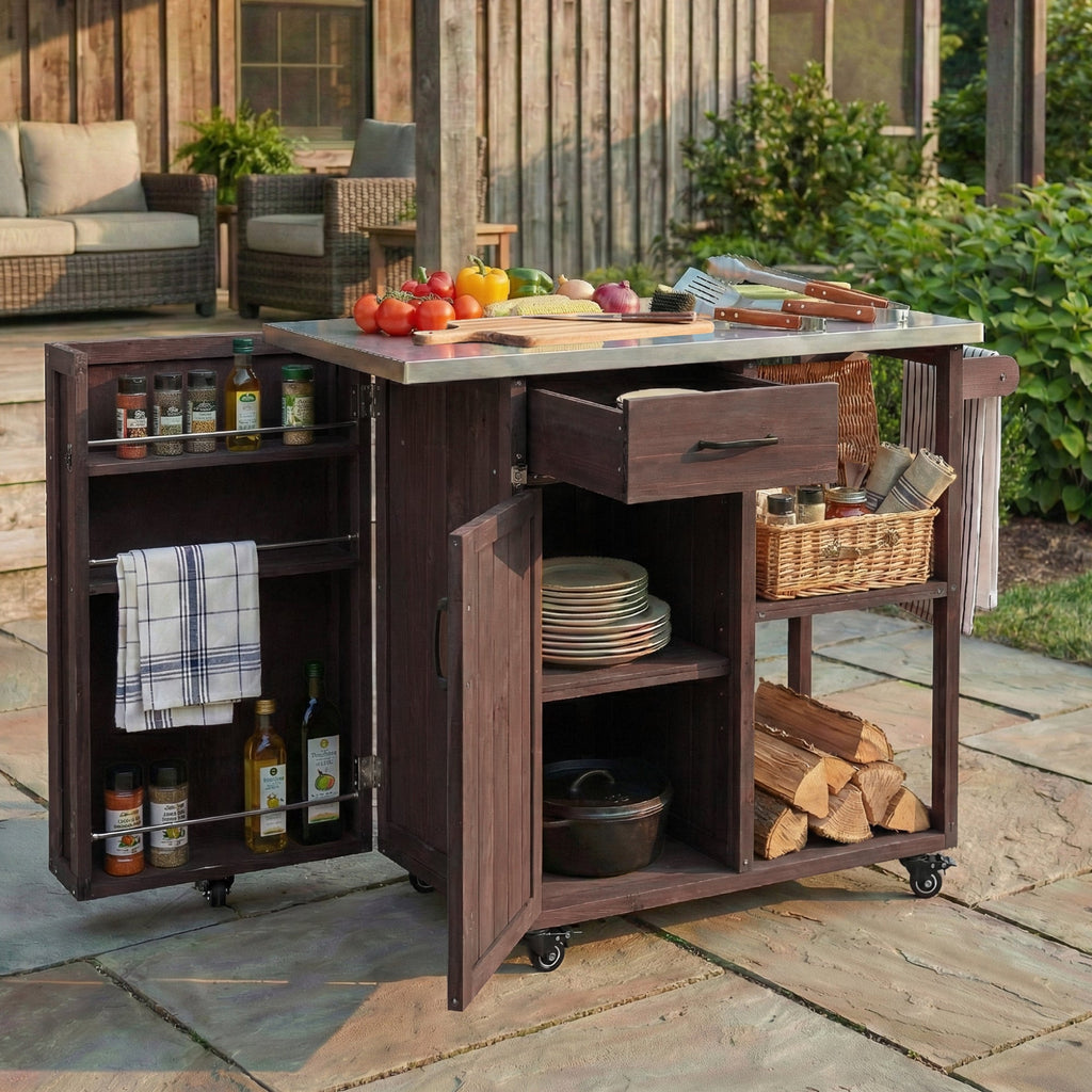 Outdoor Kitchen Island Fir Wood Prep Station, view 3