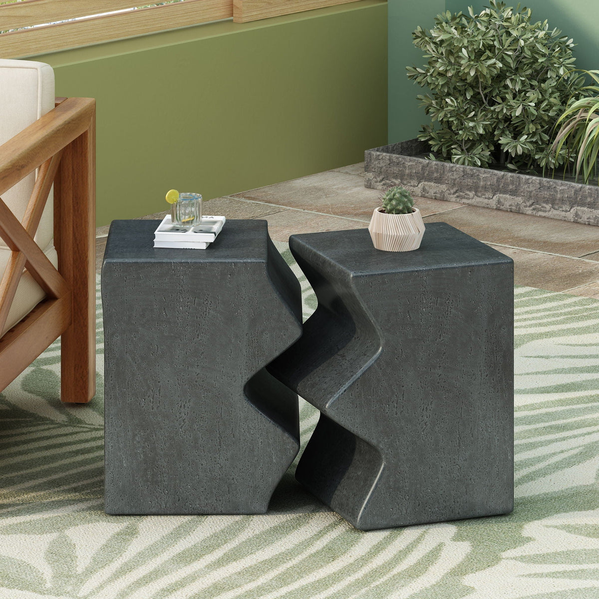 Rectangular Outdoor Indoor Accent Side Table (Set of 2), view 4