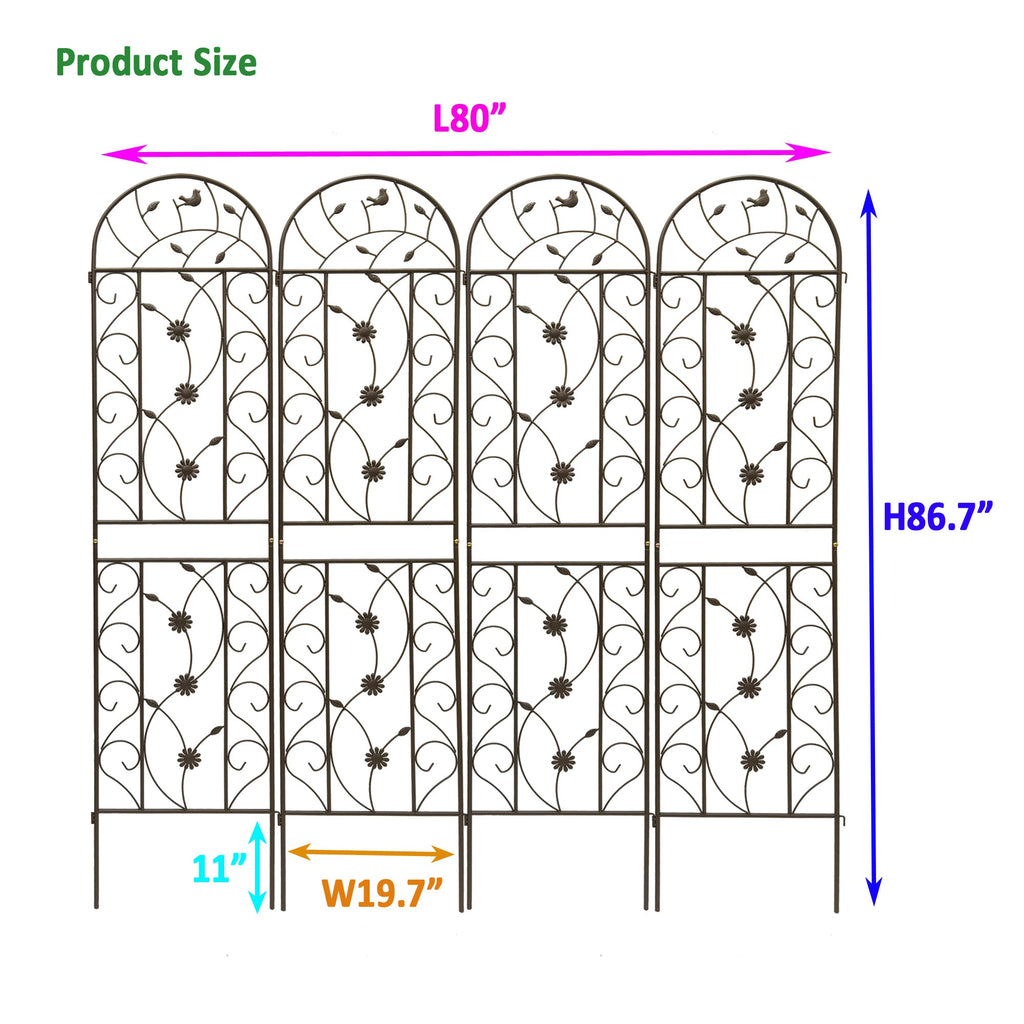 4 Pack Metal Garden Trellis 86.7" x 19.7" Rustproof for Climbing Plants, view 2