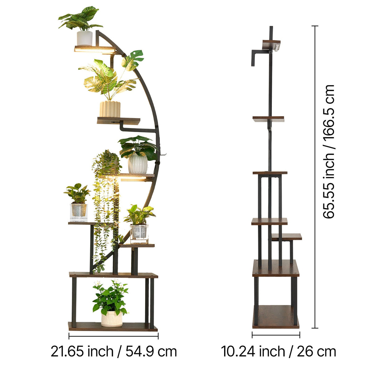 65.5" 7-tier plant stand with grow lights, view 7
