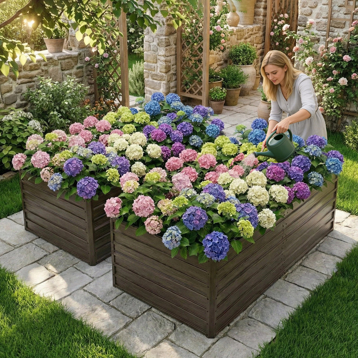 8x4x2 FT Woodgrain Galvanized Raised Garden Bed Set, view 8
